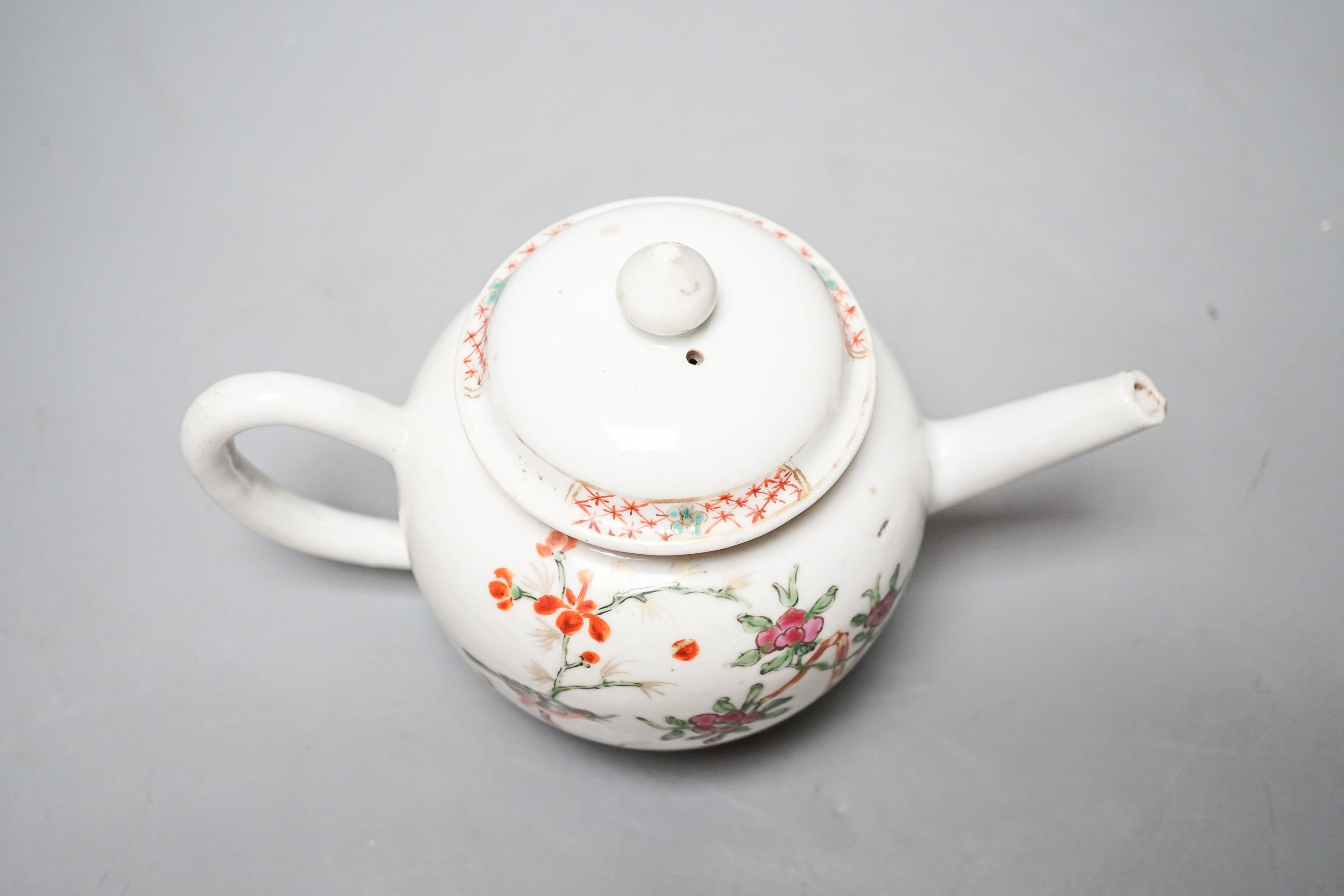 An 18th century Chinese famille rose teapot and associated cover 13cm